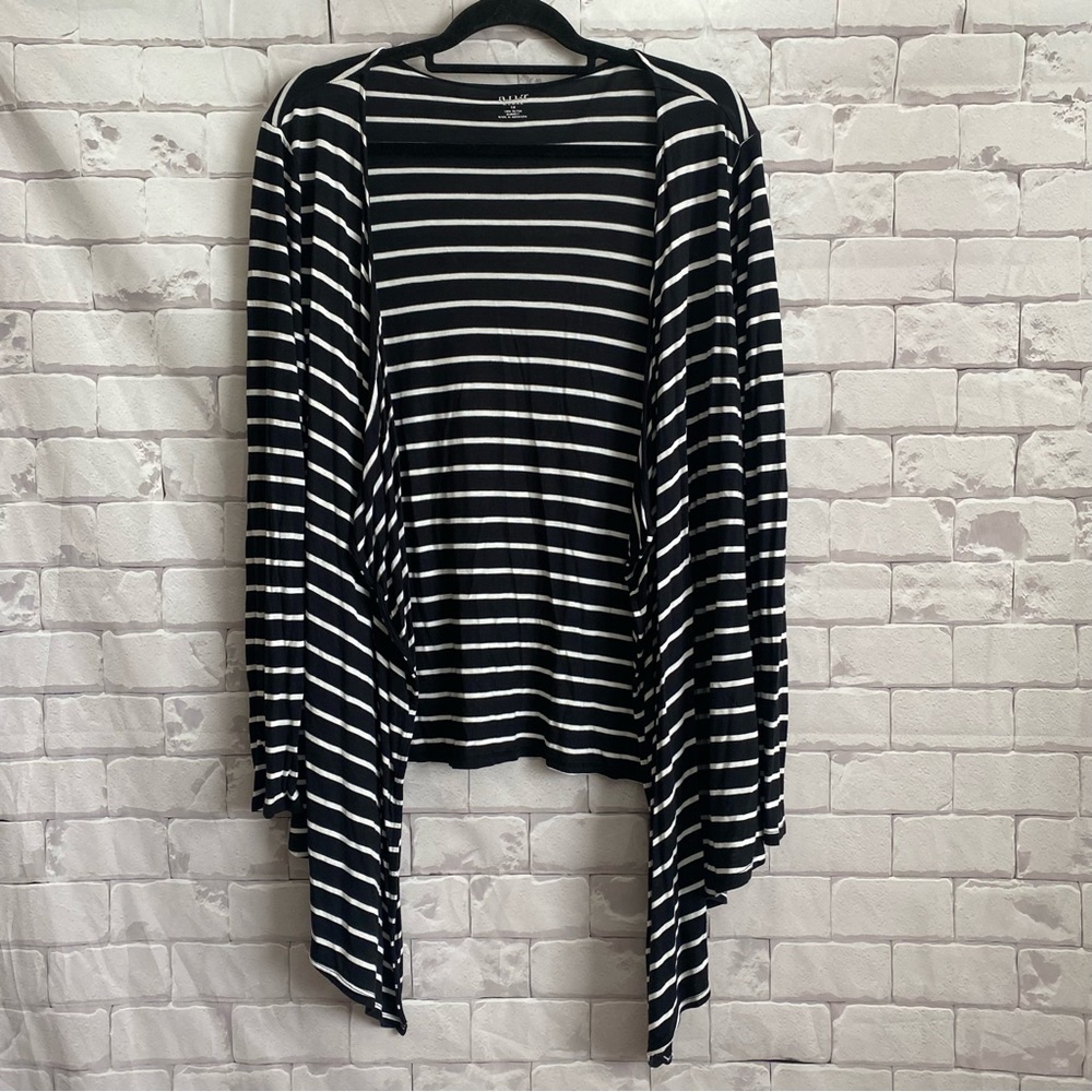 ANA Black and White Long Sleeve Open Cardigan Size 1X